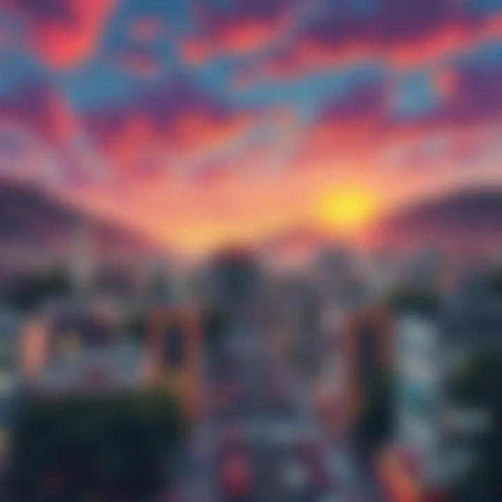 Vibrant Urban Landscape Illustration of a vibrant urban landscape representing the cultural evolution in Northern cities