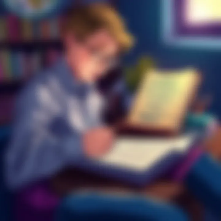 Journaling with Motivational Insights A person journaling their thoughts with a motivational book beside them