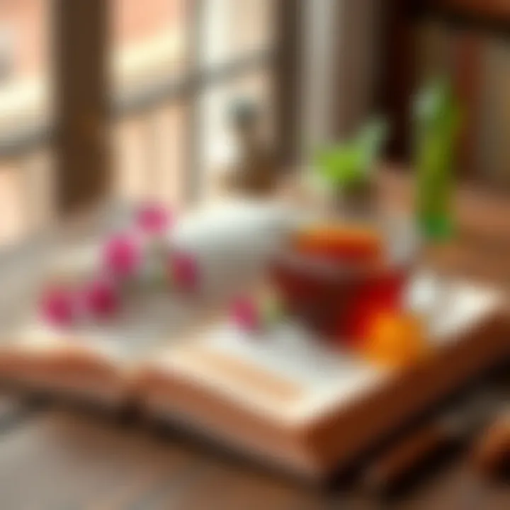 Open Book with Highlights and Tea An open book with highlighted passages and a cup of tea