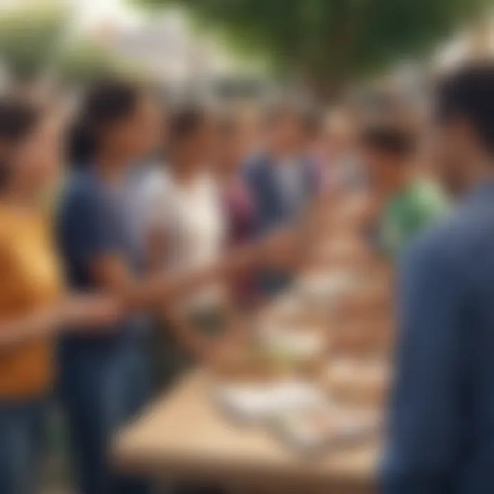 A diverse group engaging in community service