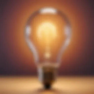 An illuminated light bulb representing insights