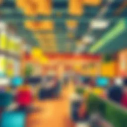 A vibrant office space reflecting Zappos' unique culture